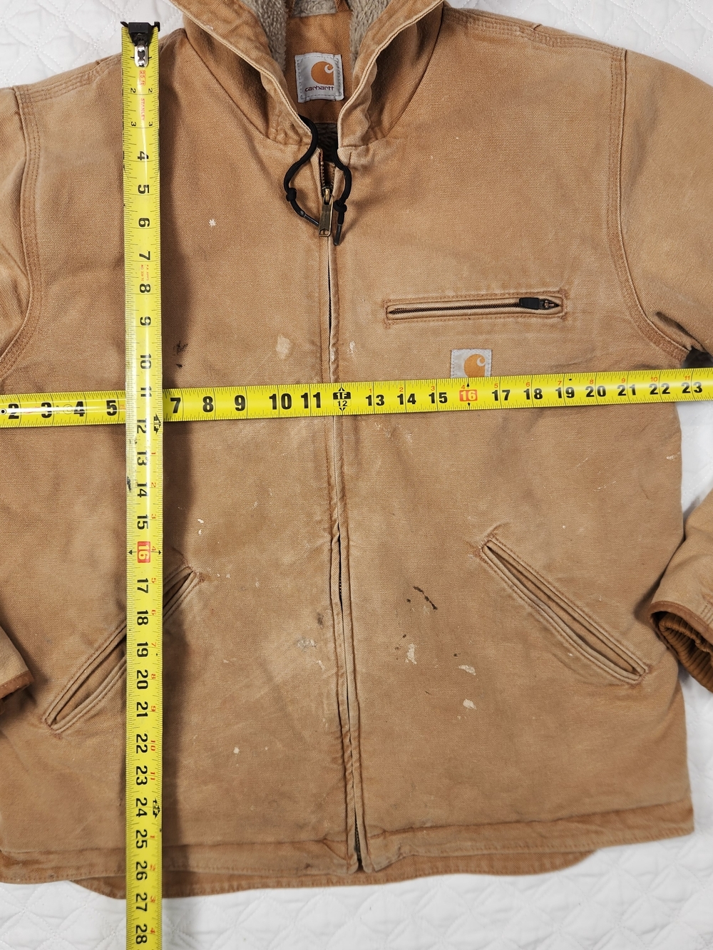 Carhartt Men's Tan Hooded Work Jacket with Sherpa Lining - Picture 7 of 15